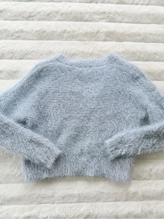Ultra Flirt Fuzzy Knit Sweater Light Blue Size S Soft Cozy Cropped Fit - Picture 7 of 11